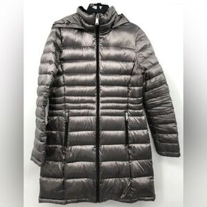 Andrew Marc Women’s Packable Silver Long Sleeve Hooded Puffer Jacket Size Small